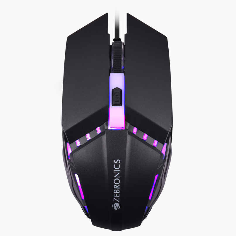 Zebronics Phero Wired Gaming Mouse With Up to 1600 DPI, LED Lights, DPI Switch, High Precision,4 Buttons - Black
