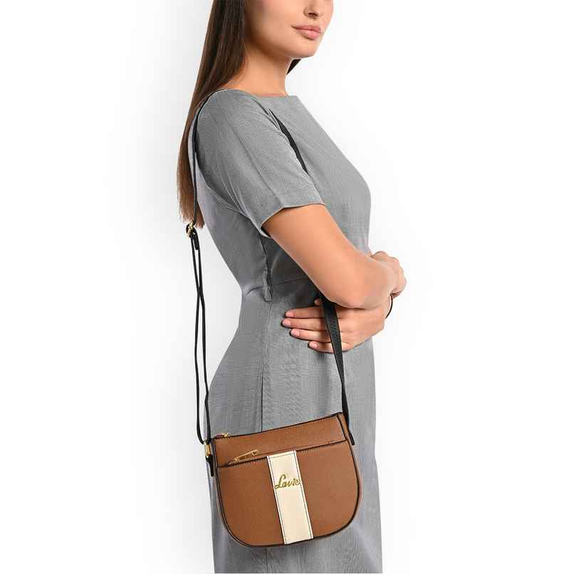 Lavie Women's Colourblock Spade Crossbody Sling Bag | Ladies Purse Handbag | Tan