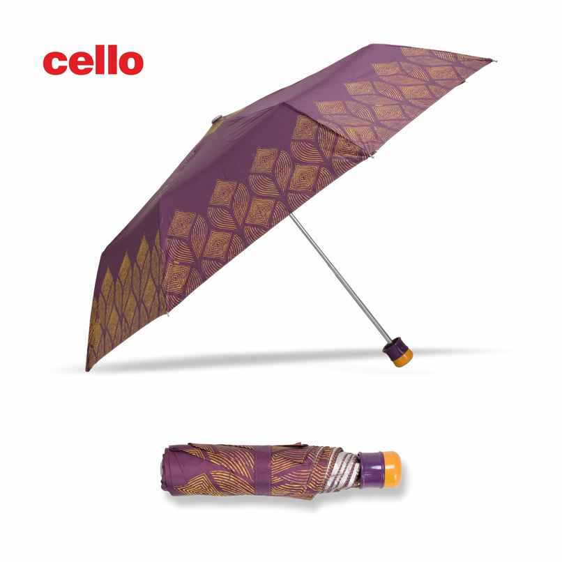 Cello Drizzle 21.5 Inch 3 fold Mix Print Silver Umbrella | Maroon Yellow Cello Drizzle 21.5 Inch 3 fold Mix Print Silver Umbrella | Maroon Yellow