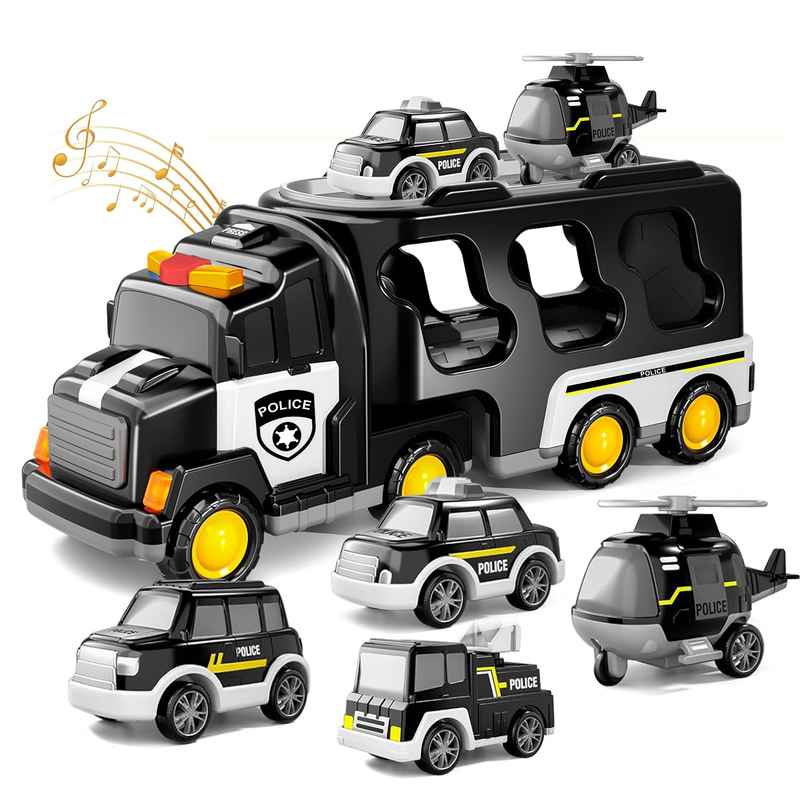 Kidology Police Truck Toy | Friction Car Set with Light & Music | Toddler Toy