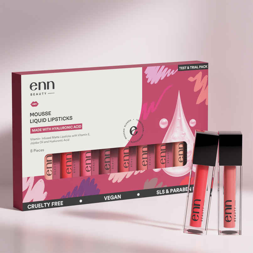 ENN Beauty Mousse Matte Liquid Lipstick Kit Set Of 8 | Test & Trial Pack