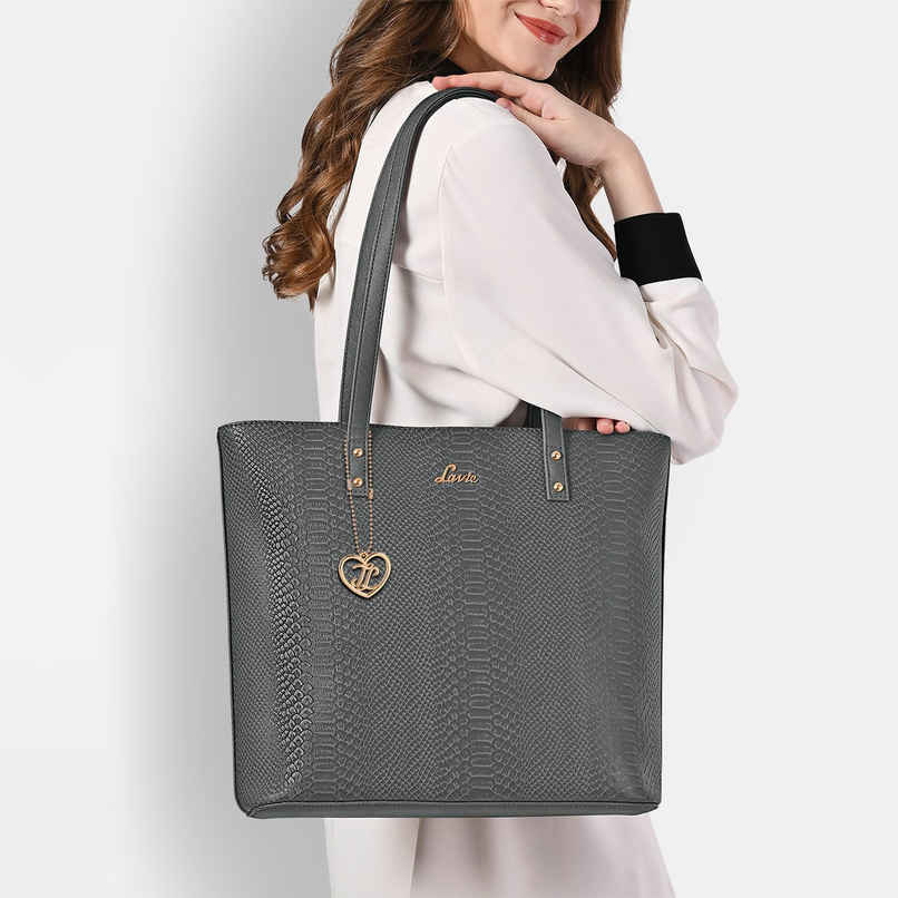 Lavie Women's Croc Pavo Tote Handbag | Tote Bag For Work | Ladies purse | Shoulder Bag | Dark Grey