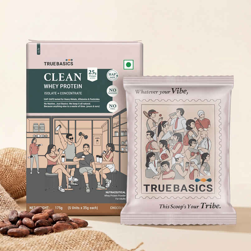 TrueBasics Clean Whey Protein Powder Isolate & Concentrate Blend (Chocolate )