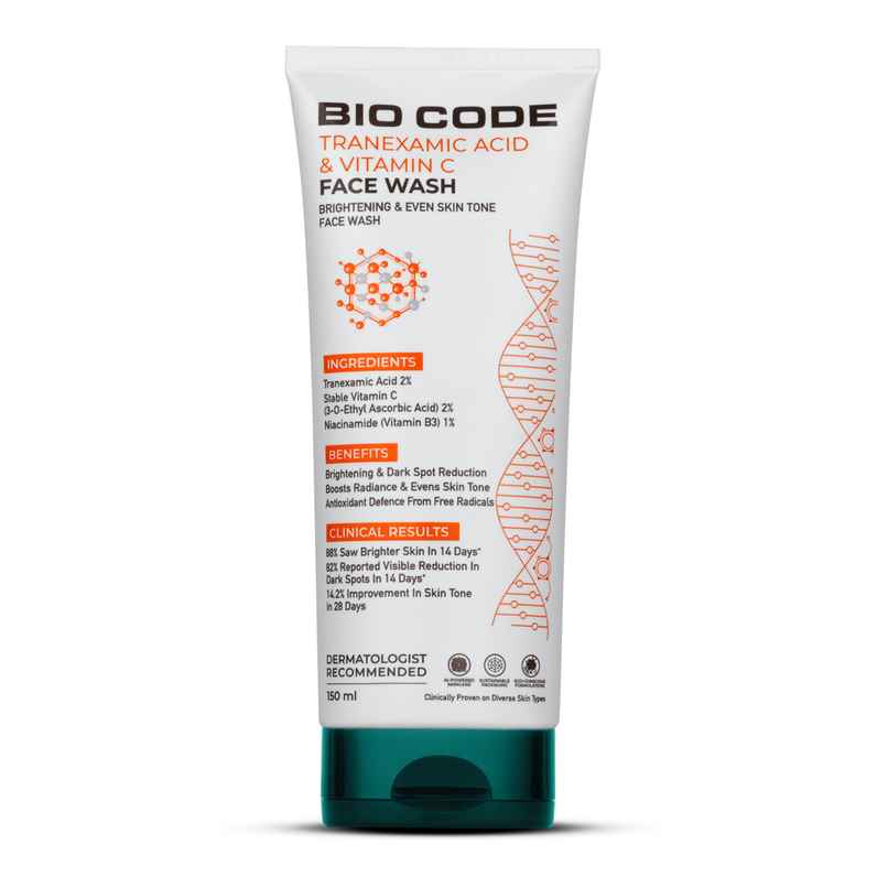Bio Code Tranexamic Acid & Vitamin C Face Wash - Brightening & Even Tone | AI-Enhanced Formula