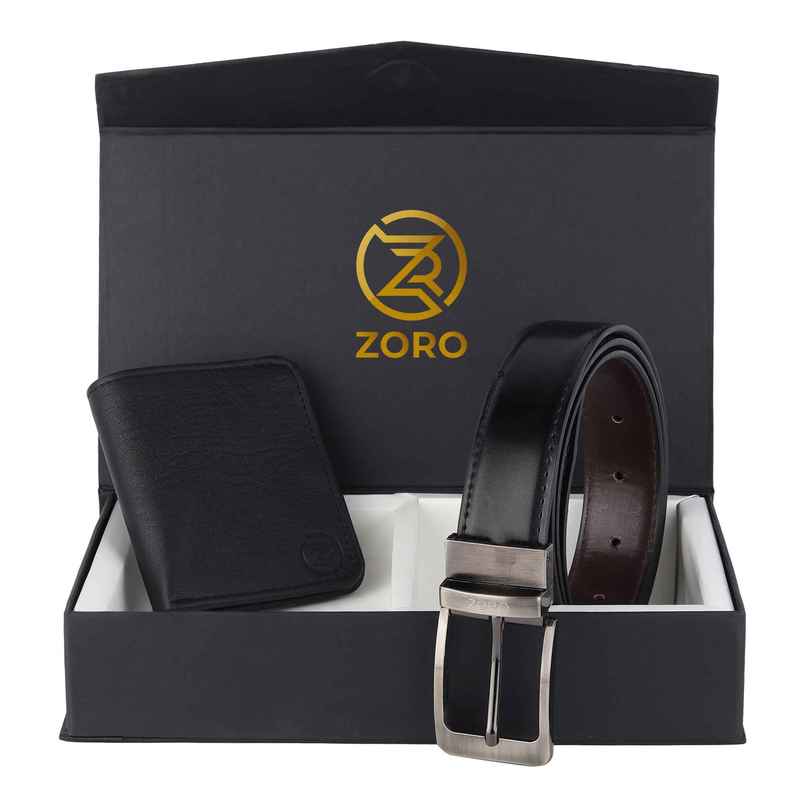 ZORO Men's Vegan Leather Belt & Wallet Combo | Fits up to 40 Waist ZORO Men's Vegan Leather Belt & Wallet Combo | Fits up to 40 Waist