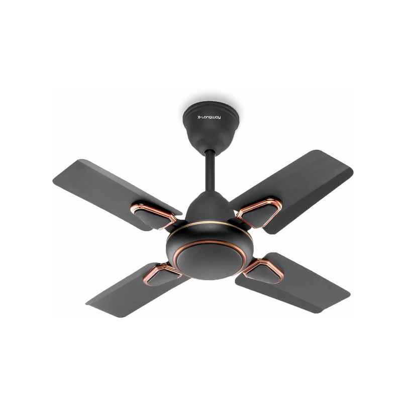 Longway Kiger P1 Ceiling Fan, 600mm/24 inch, Ultra High Speed, 4 Blade Anti-Dust Decorative Star Rated - Smoked Brown