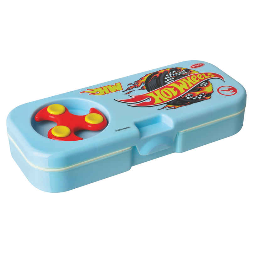PRATAP Focus Pencil Box with Fidget Spinner Pencil Eraser Scale Sharpener Blue Hot Wheels
