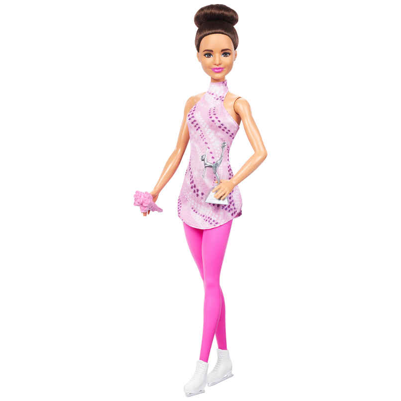 Barbie Fashion Doll | Brunette | Pink Skate Outfit | Ice Skates & Trophy