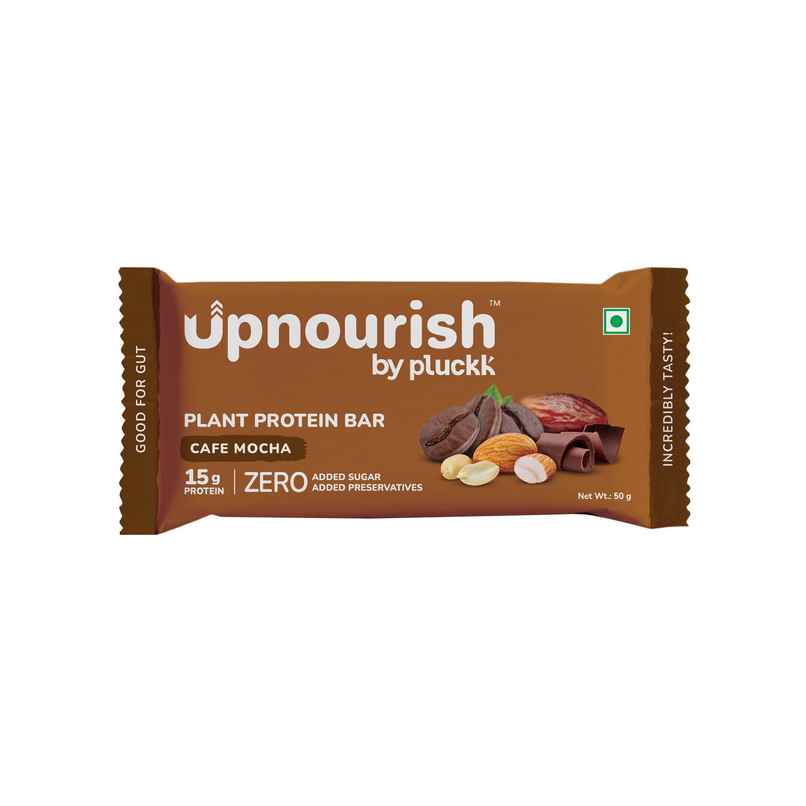 Pluckk Upnourish 15g Plant Protein | Cafe Mocha |No Added Sugar|No Added Preservatives|Good For Gut