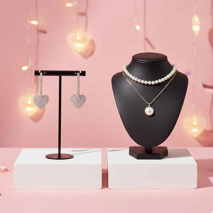 Estailo Fashion Women's Jewellery Earrings Silver One Size (1pc) & Estailo Fashion Women's Jewellery Necklace & Pendants Silver One Size (1pc) Combo Estailo Fashion Women's Jewellery Earrings Silver One Size (1pc) & Estailo Fashion Women's Jewellery Necklace & Pendants Silver One Size (1pc) Combo