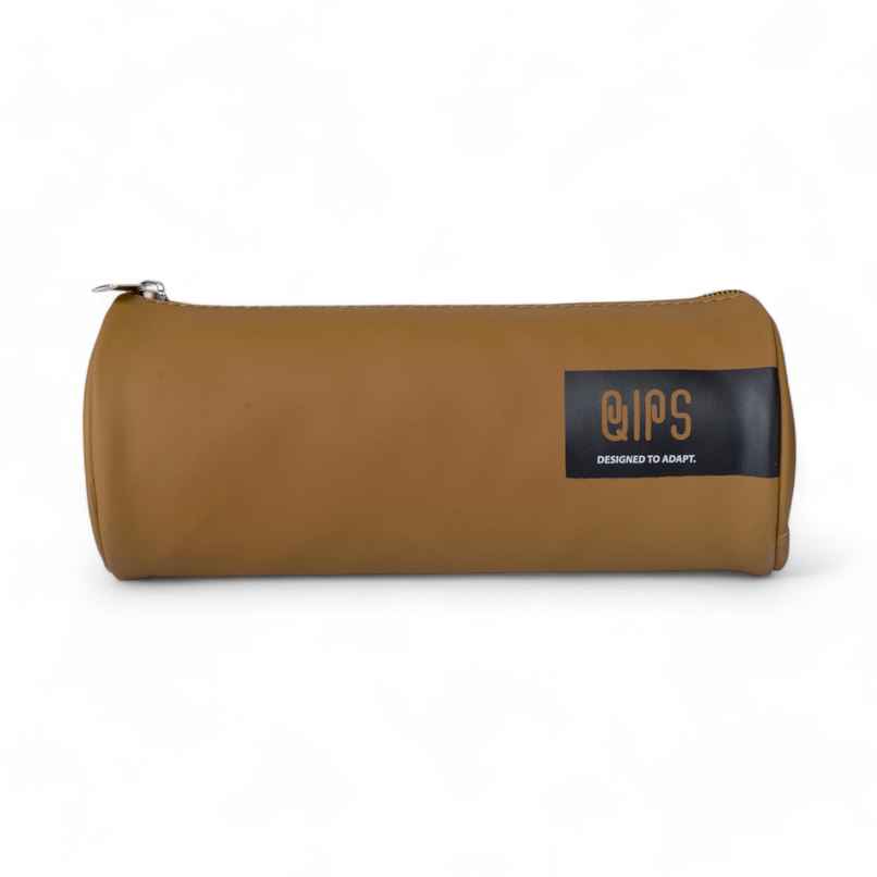 Qips Pu Coated Zip Closure Solid Pencil Bag | 06021D-Qips Qips Pu Coated Zip Closure Solid Pencil Bag | 06021D-Qips
