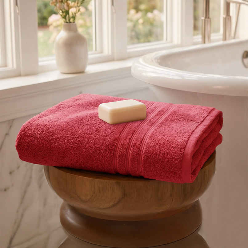 Mytrident Comfort Living Cotton Bath Towel | Tangy Tomato Mytrident Comfort Living Cotton Bath Towel | Tangy Tomato