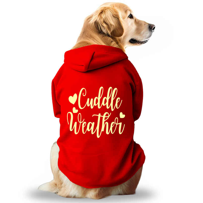 Pawsindia Dog Hoodie - Cuddle Weather | L - Red Pawsindia Dog Hoodie - Cuddle Weather | L - Red