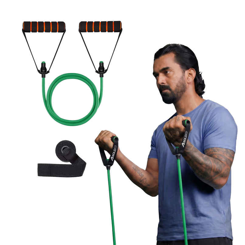 Boldfit Resistance Tube Green 25 kg| Heavy-duty Green Resistance Tube for Strength Building Boldfit Resistance Tube Green 25 kg| Heavy-duty Green Resistance Tube for Strength Building