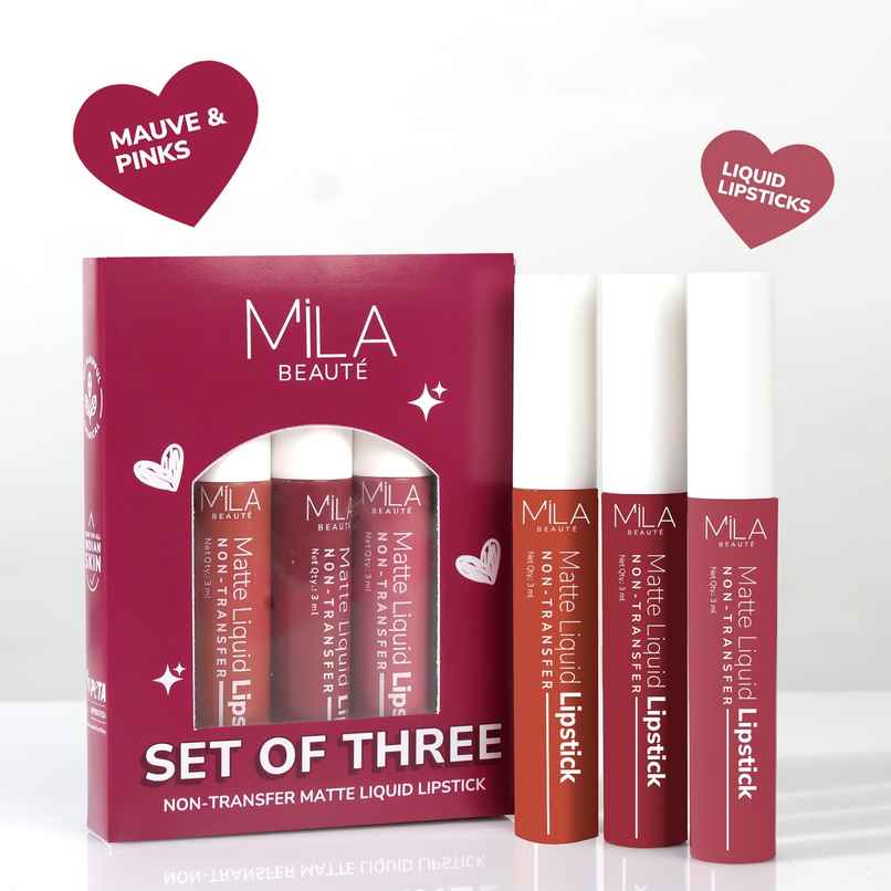Mila Beaute Liquid Lipstick Set of 3 Non-Transfer | Matte | Hydrating | Mauves & Pinks Mila Beaute Liquid Lipstick Set of 3 Non-Transfer | Matte | Hydrating | Mauves & Pinks