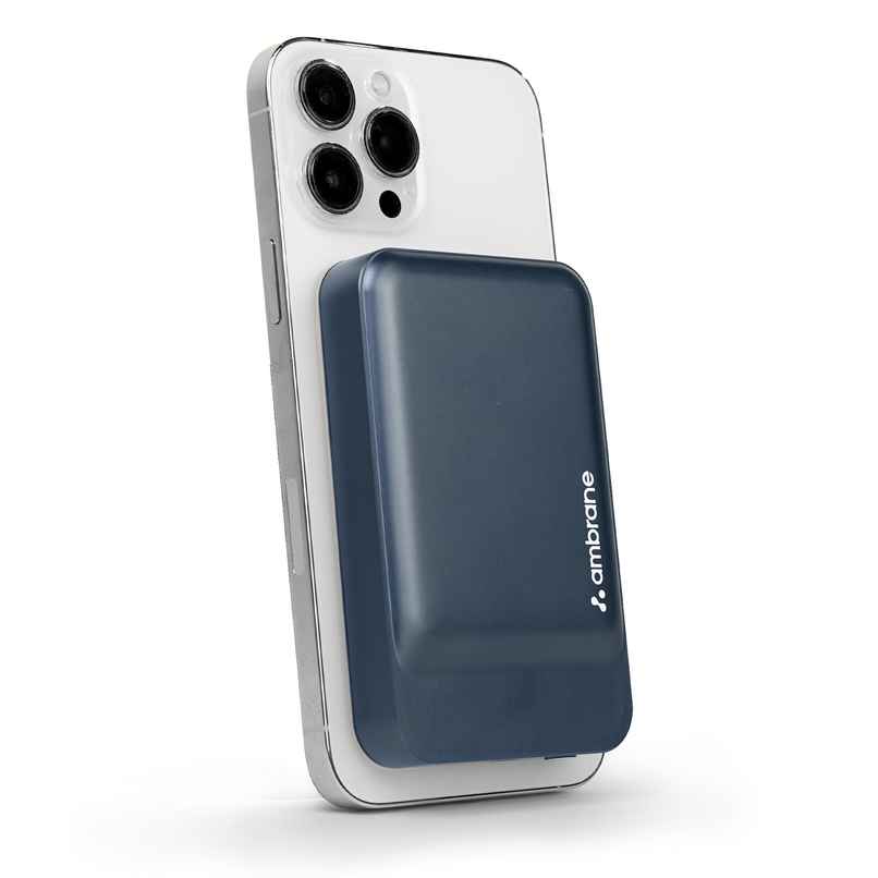 Ambrane 10000 mAh Magsafe Fast Wireless Charging Power Bank for All Qi Enabled Devices (Prime, Blue)