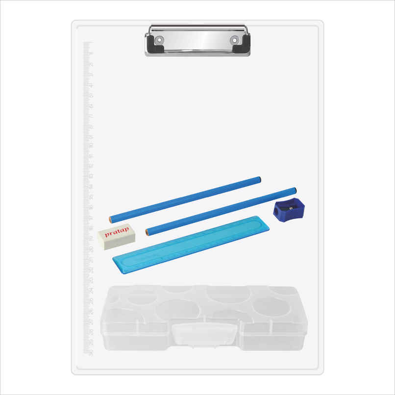 PRATAP Eco Exam Pad Set With Bubble Box & Stationery In Pouch Bag