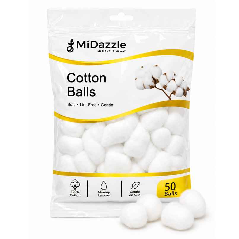 Midazzle Cotton Balls for Eye, Face Makeup and Nail Paint Remover | Pack of 50 | MICB3601 Midazzle Cotton Balls for Eye, Face Makeup and Nail Paint Remover | Pack of 50 | MICB3601