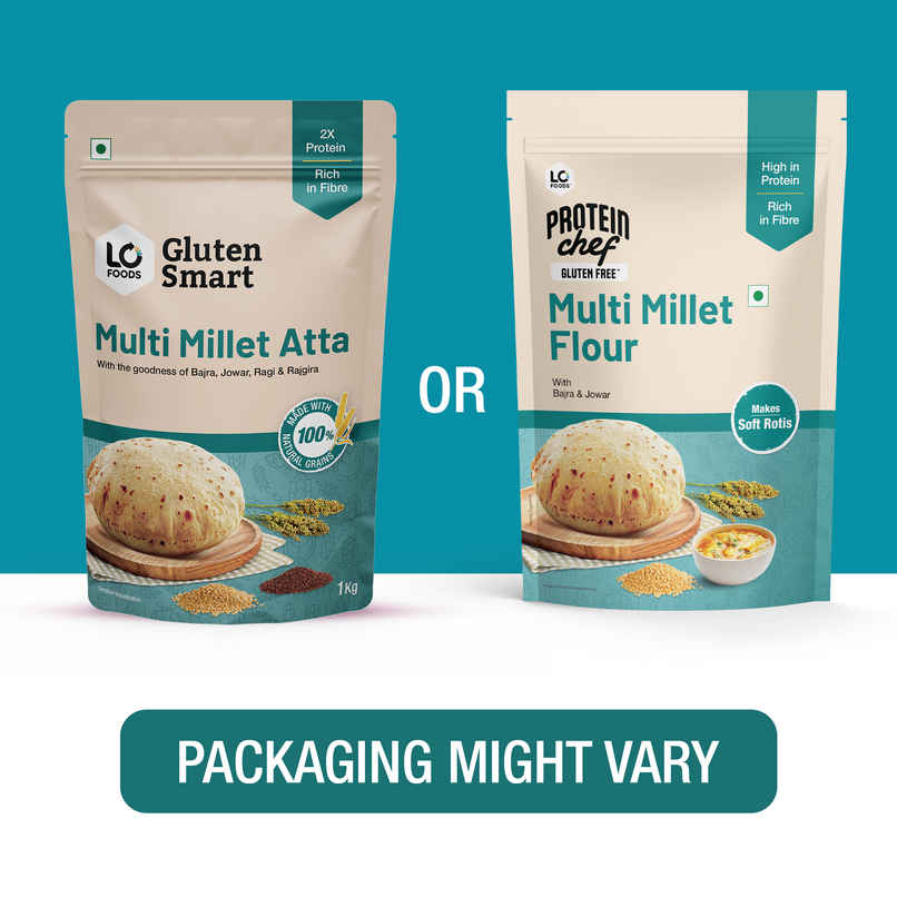 Lo Foods Gluten Free Atta | Jowar | Ragi Flour | Multi Millet Multigrain