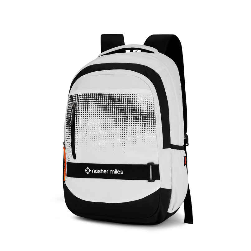 Nasher Miles Technology Polyester Laptop Backpack with Raincover & Front Organiser | White - 31 L
