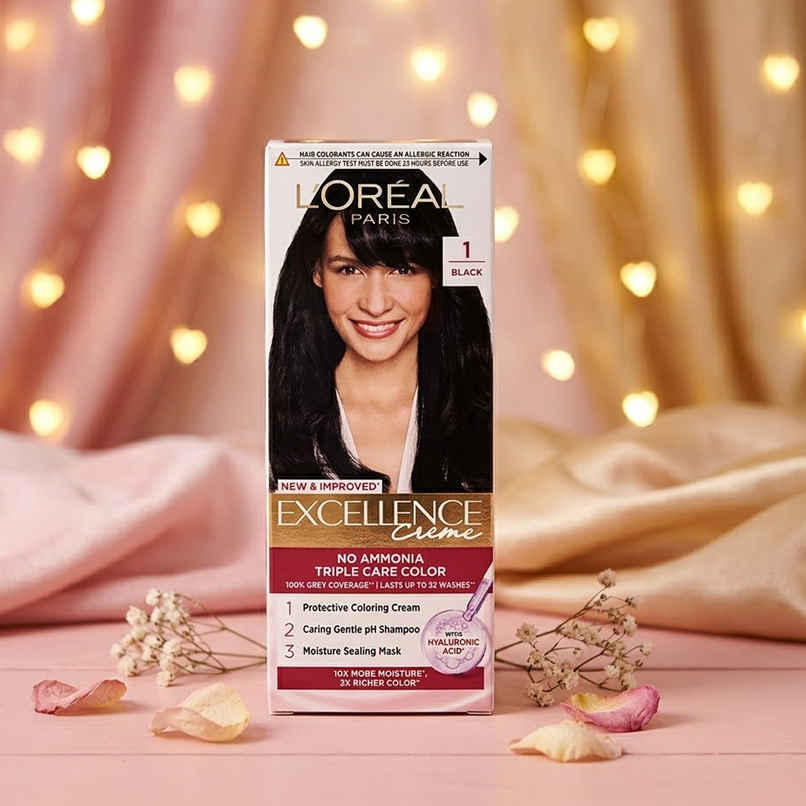 L'Oreal Paris New Excellence Creme Hair Color Mini Shade 1 Black | 20g + 20ml + 5ml + 5g