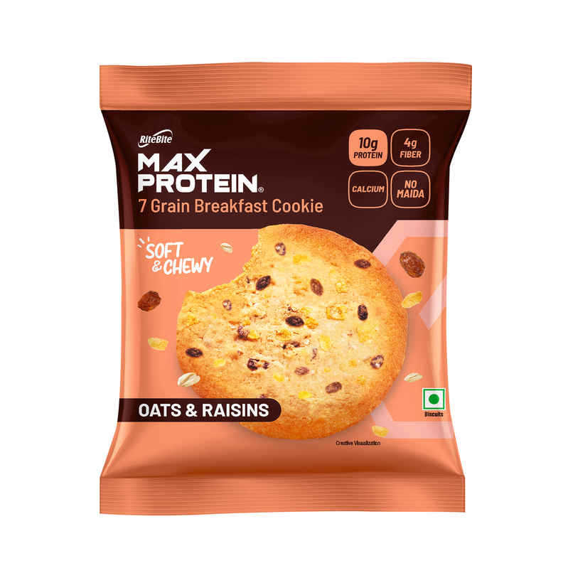 Ritebite Max Protein Cookie Oats & Raisins, No Maida Multigrain Premium Biscuit Cookies