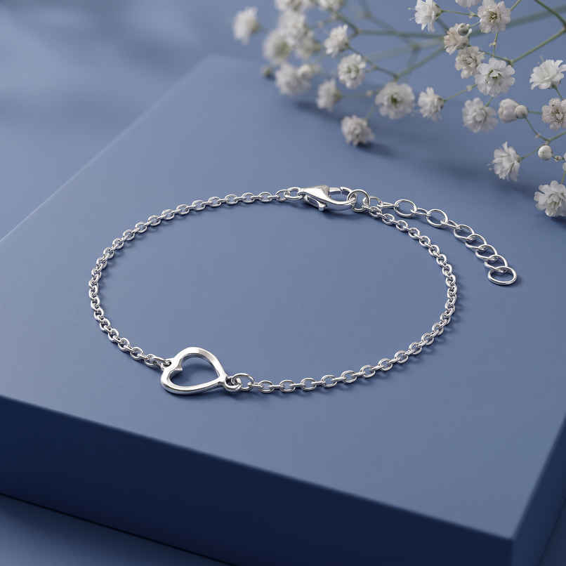 GIVA Silver Heart Bracelet