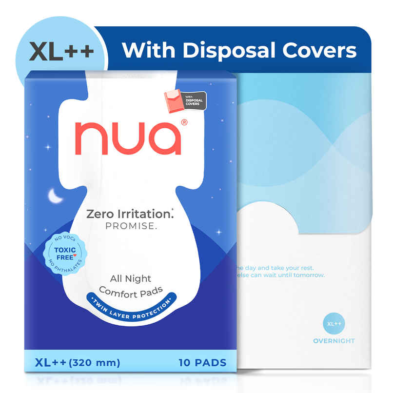 Nua All Night Comfort Sanitary Pads with Disposal Cover |XL++ Nua All Night Comfort Sanitary Pads with Disposal Cover |XL++