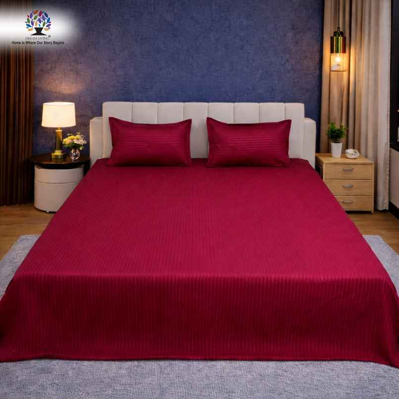 Dream Living Stripe King Bedsheet Set |275 x 275 cm| With 2 Pillow Covers