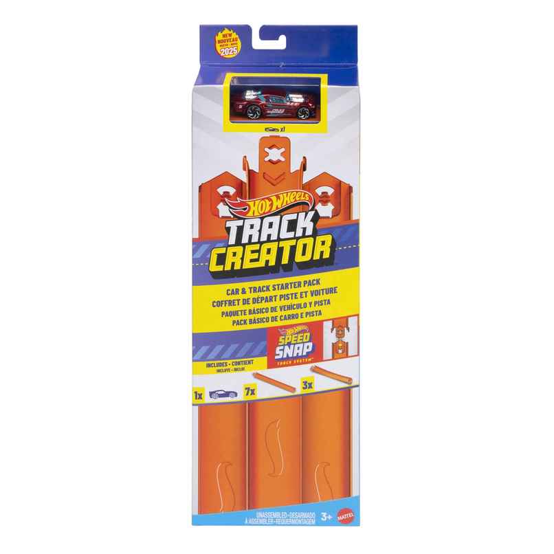 Hot Wheels Track Creator Starter Pack with Vehicle 10 Feet of Speed Snap Flex