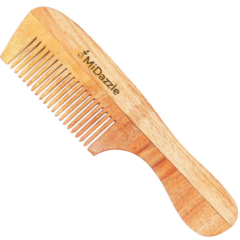 Midazzle Organic Kacchi Neem Wooden Grooming Comb Handle | MINC2106 Midazzle Organic Kacchi Neem Wooden Grooming Comb Handle | MINC2106
