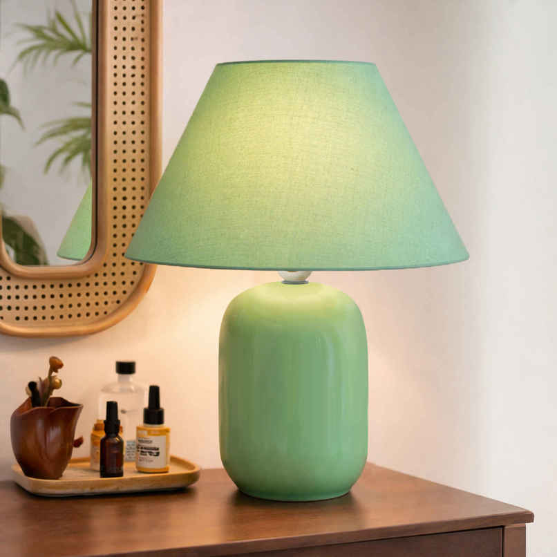 Homesake Modern Small Ceramic Table Lamp | Bedside Desk Lamp | Dovel Green Homesake Modern Small Ceramic Table Lamp | Bedside Desk Lamp | Dovel Green