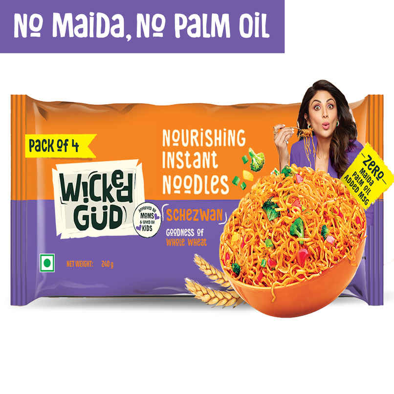 WickedGud Whole Wheat Schezwan Noodles | No Maida | No Palm Oil | Source of Protein