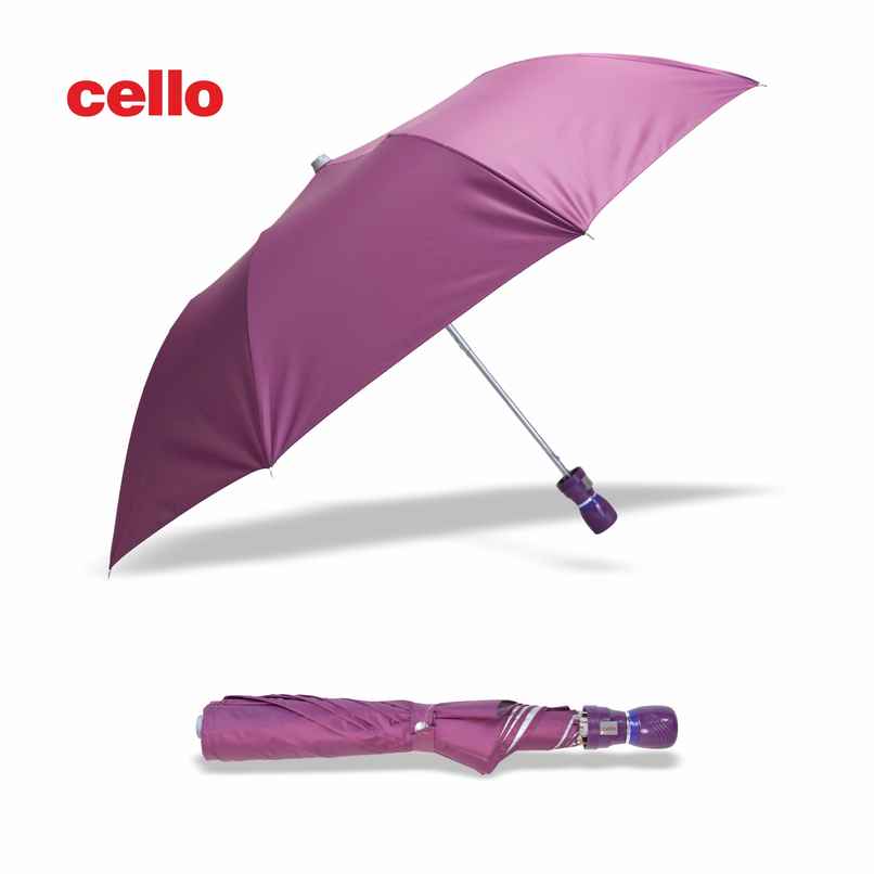 Cello Varsha 21 Inch 2 Fold Mix Mono Silver Umbrella | Maroon Cello Varsha 21 Inch 2 Fold Mix Mono Silver Umbrella | Maroon