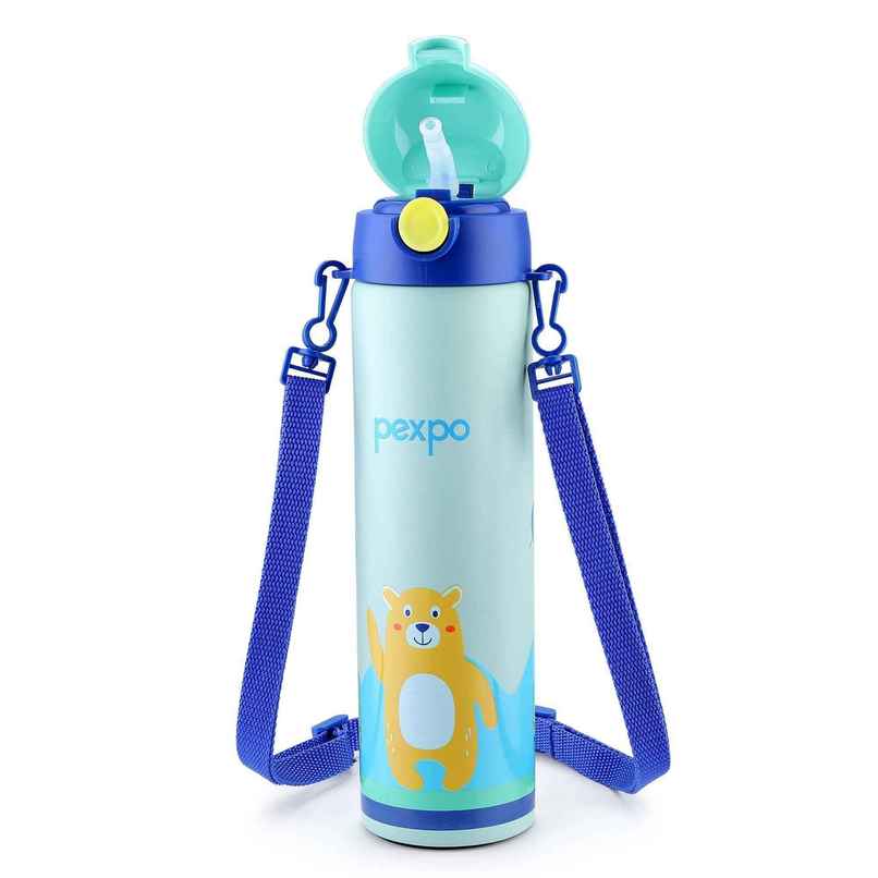 Pexpo Pixy Hot & Cold Stainless Steel Kids Bottle | Thermosteel Flask | Green | 470 ml Pexpo Pixy Hot & Cold Stainless Steel Kids Bottle | Thermosteel Flask | Green | 470 ml