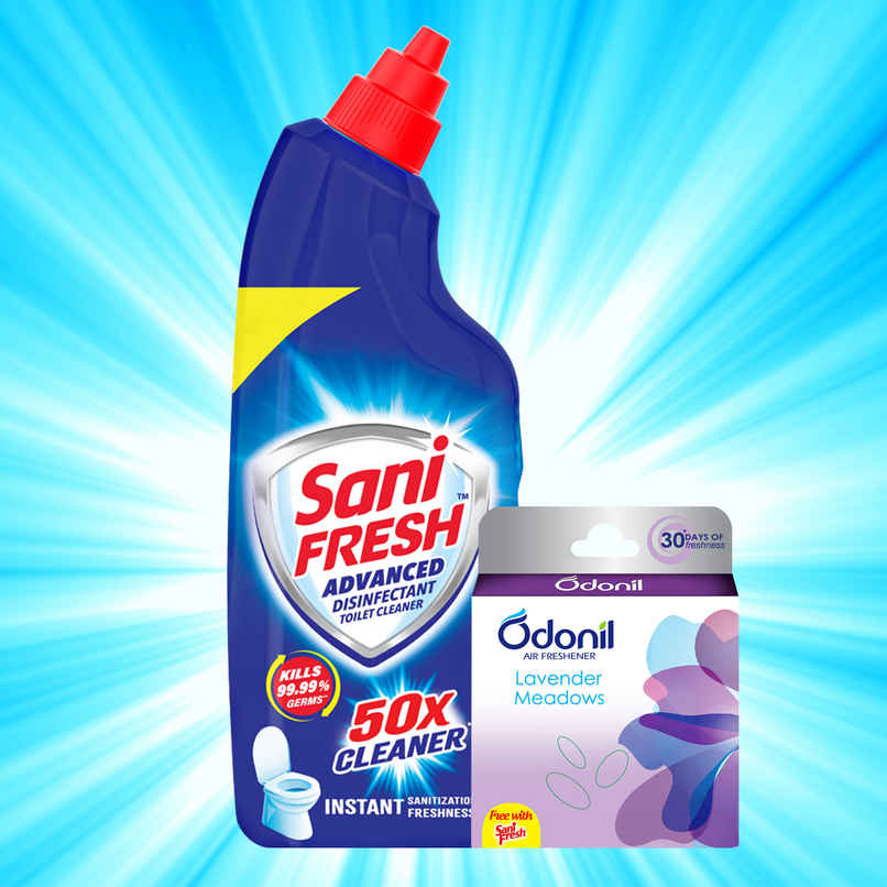 Sanifresh Advance Liquid Toilet Cleaner with Odonil Air Freshener Block Sanifresh Advance Liquid Toilet Cleaner with Odonil Air Freshener Block