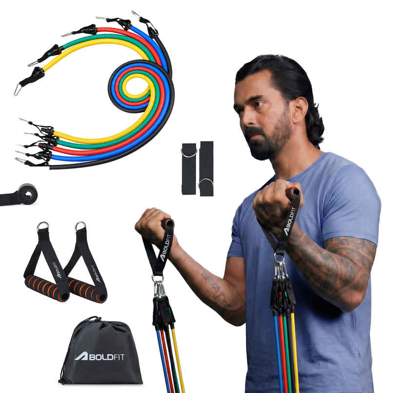Boldfit Resistance Tube 11 Pc - Complete 11-Piece Resistance Tube Set For Full-Body Training Boldfit Resistance Tube 11 Pc - Complete 11-Piece Resistance Tube Set For Full-Body Training