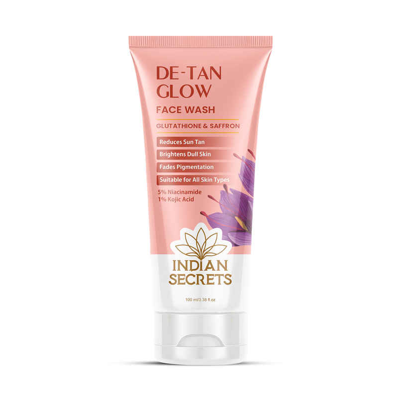 Indian Secrets De-Tan Glow Face Wash for Brightening Skin | Tan Removal | Kojic Acid, Saffron Indian Secrets De-Tan Glow Face Wash for Brightening Skin | Tan Removal | Kojic Acid, Saffron
