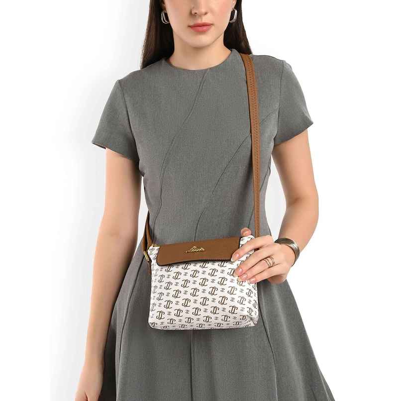 Lavie Women's Mono Ll Rio Flap Crossbody Sling Bag | Ladies Purse Handbag | Off White