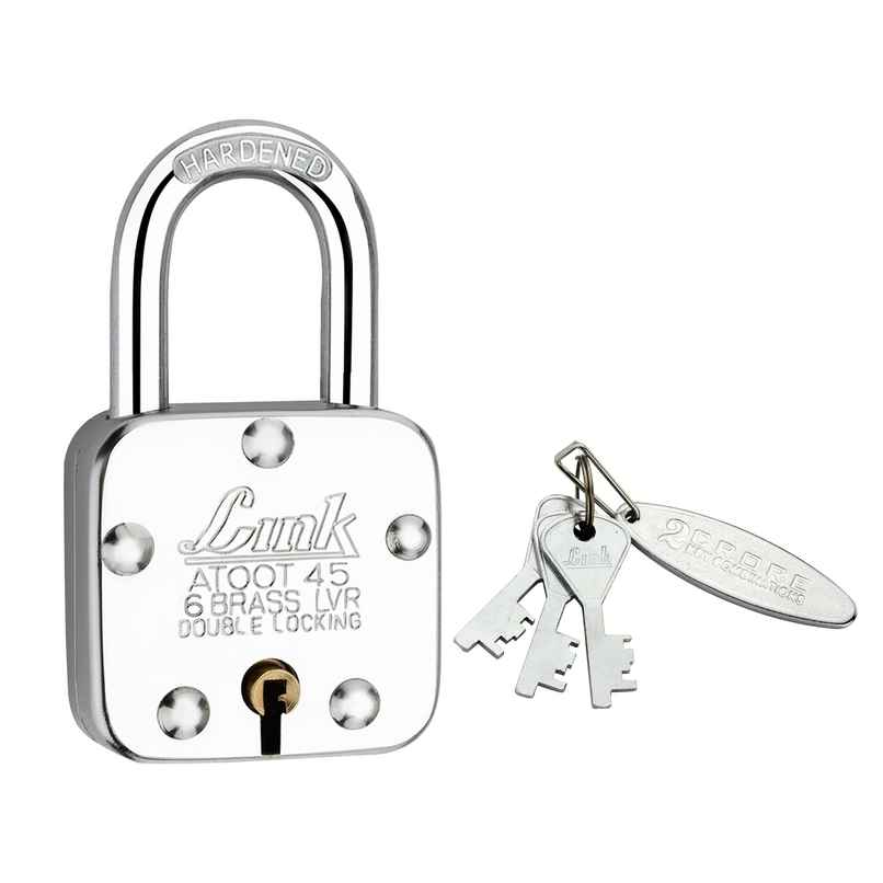 Link Stainless steel Brass Levers With Long Hardened Shackle Atoot 45LS mm padlock with 3 Keys