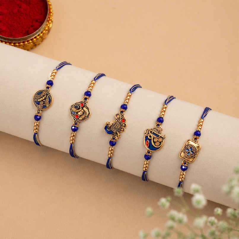 Blue Golden Designer Rakhi Combo with Roli Chawal Pack Raksha Bandhan Rakhi | Ecraftindia Blue Golden Designer Rakhi Combo with Roli Chawal Pack Raksha Bandhan Rakhi | Ecraftindia