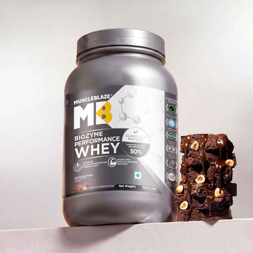 MuscleBlaze Biozyme Performance Whey Protein Powder (Chocolate Hazelnut)