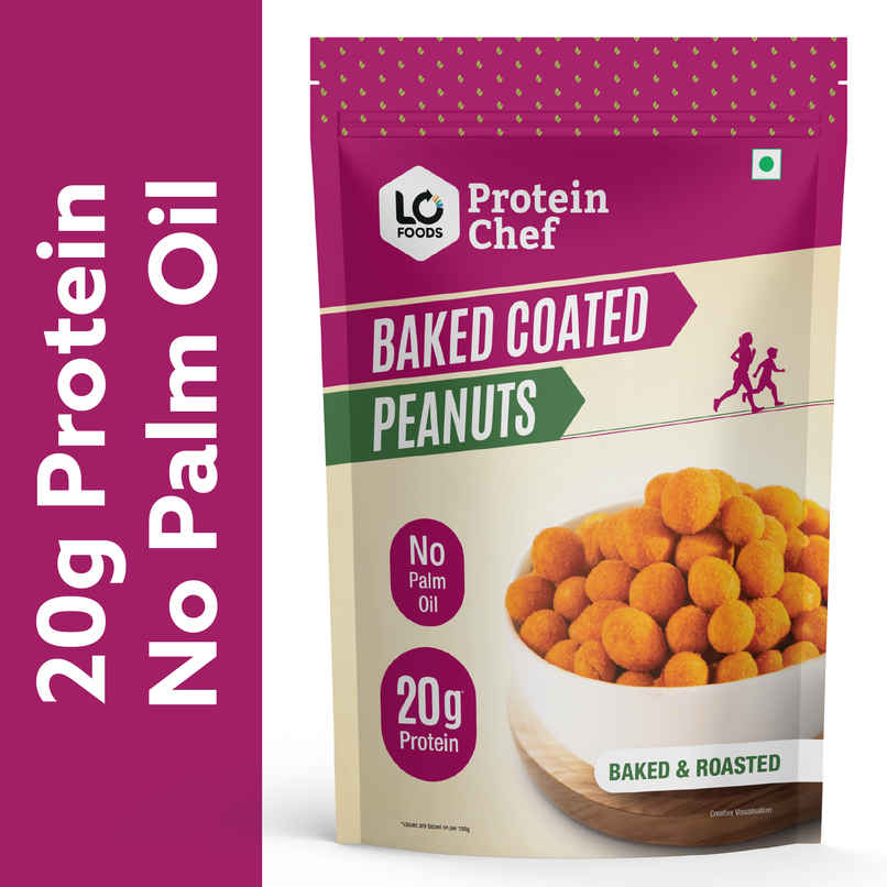 Protein Chef Baked Coated Peanuts | No Palm Oil Masala Roasted 20g Protein Healthy Snacks