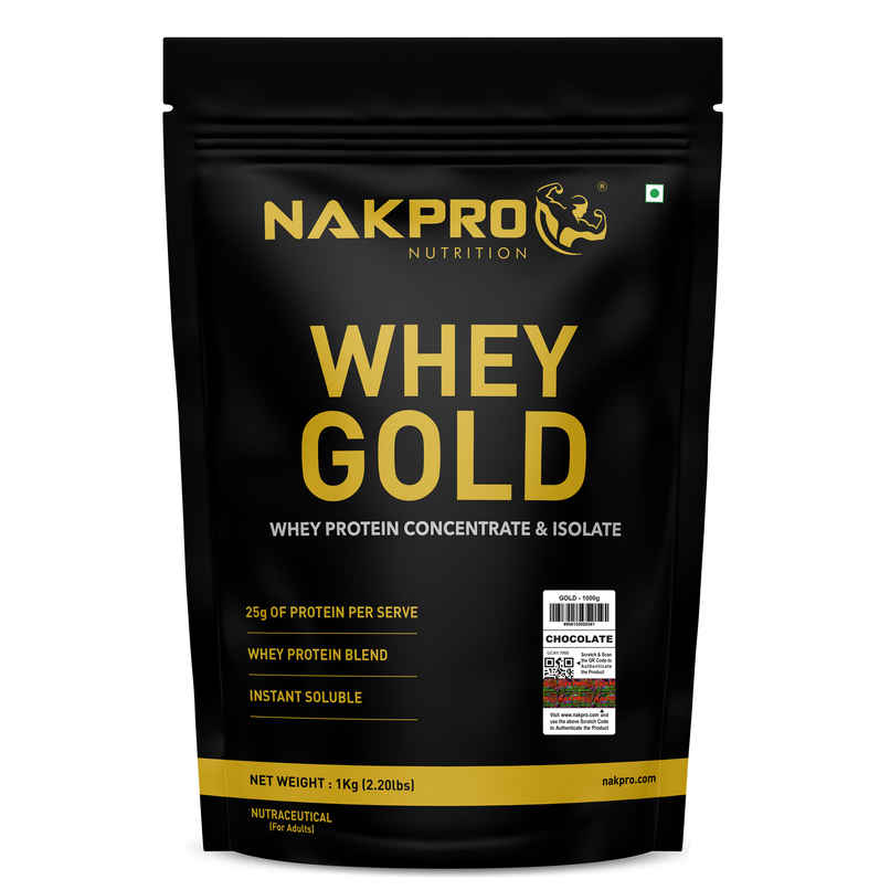 NAKPRO Whey Gold Protein Isolate & Concentrate Trustified Certified | Chocolate