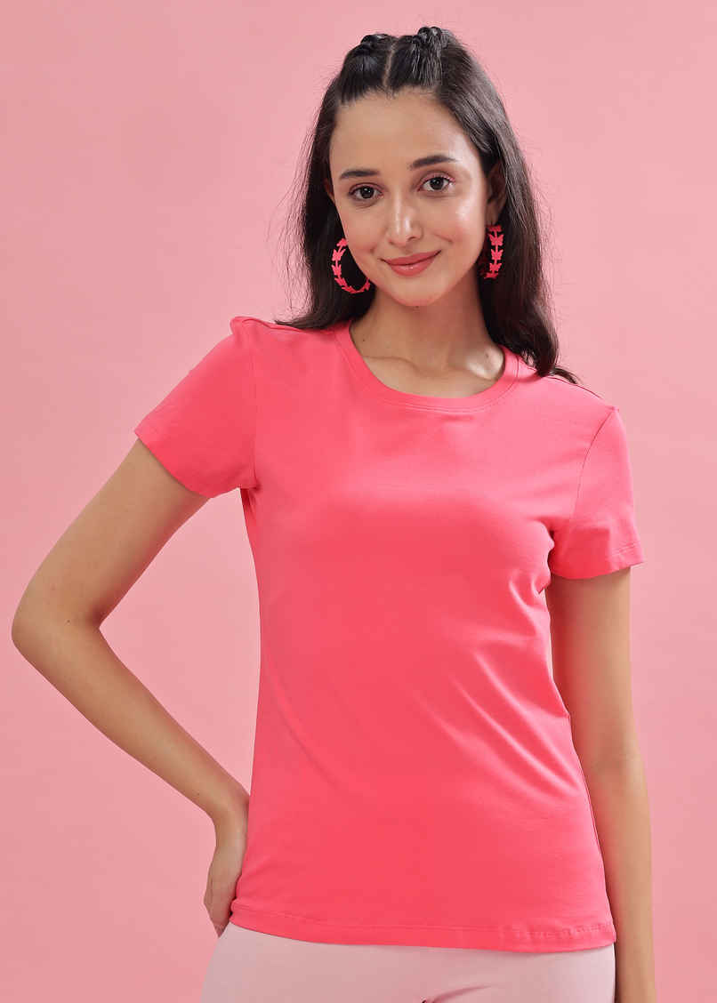 Dollar Women's Summer Soft & Warm Solid T-Shirt | T-Shirt | AWCN-821 | Pink | M