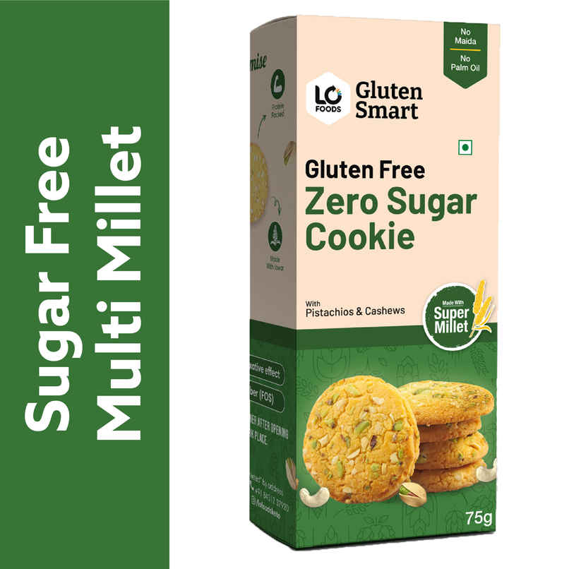 Lo Foods Gluten Free Millet Cookies | Pistachio & Cashew | Sugar Free Biscuit with Oats Jowar