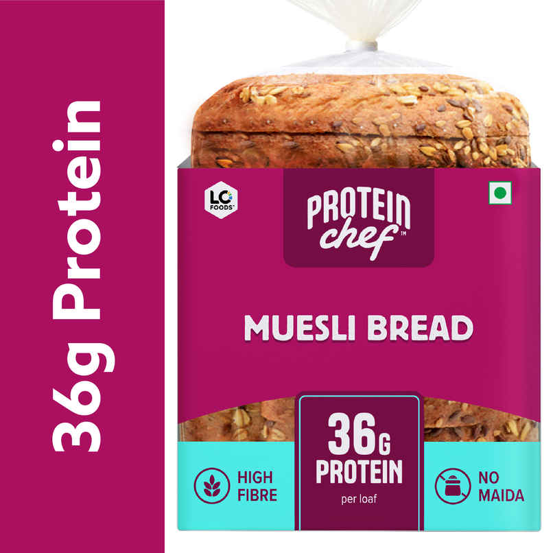 Protein Chef 36g Protein Muesli Multigrain Bread, Breakfast Breads with No Maida No Preservatives