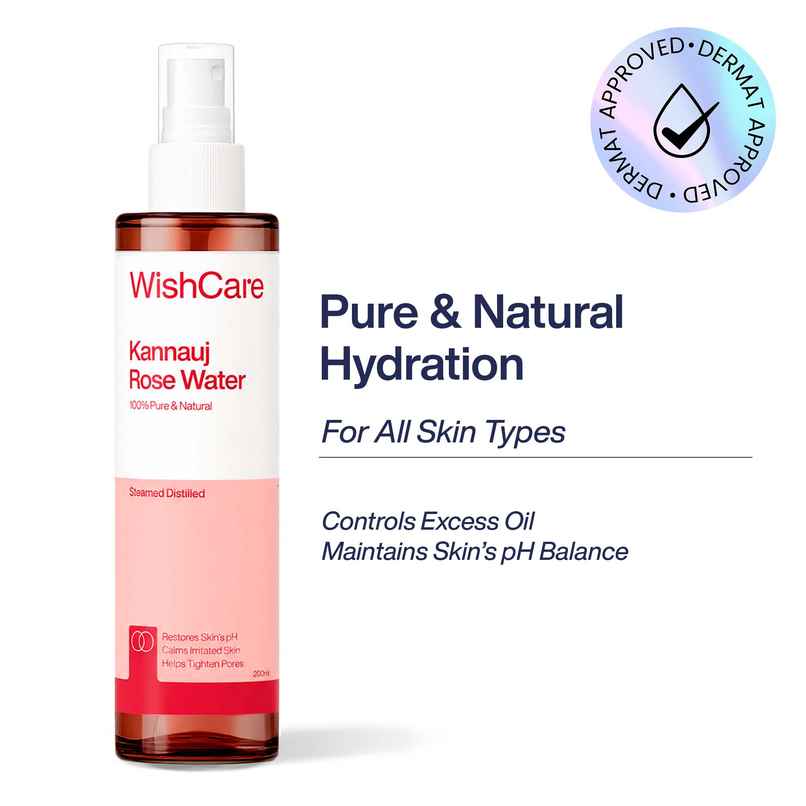 Wishcare Pure & Natural Kannauj Rose Water For Skin Face & Hair - Rose Water Spray Face Toner