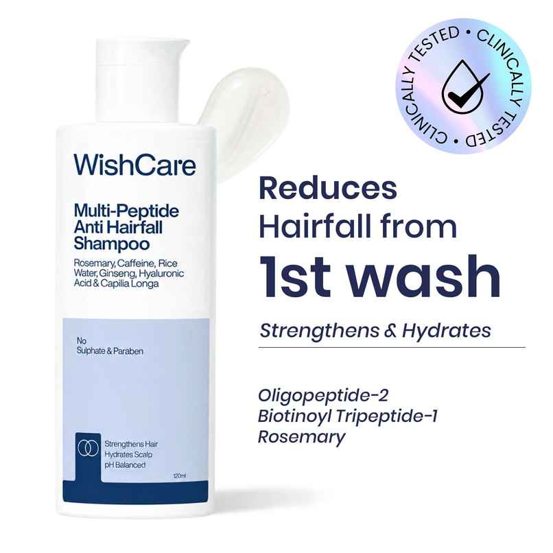 WishCare Multi Peptide Anti Hairfall Shampoo - Rice Water, Rosemary, Capilia Longa, HA & Caffeine WishCare Multi Peptide Anti Hairfall Shampoo - Rice Water, Rosemary, Capilia Longa, HA & Caffeine