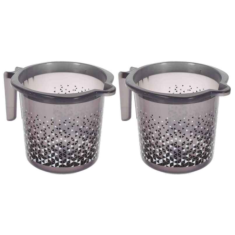 Kuber Industries Tinted Print Plastic Bathroom Mug 1.5 Litre Pack of 2 (Black)-46KM0235 |Standard Kuber Industries Tinted Print Plastic Bathroom Mug 1.5 Litre Pack of 2 (Black)-46KM0235 |Standard